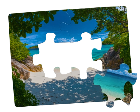 Completed tropical beach jigsaw puzzle